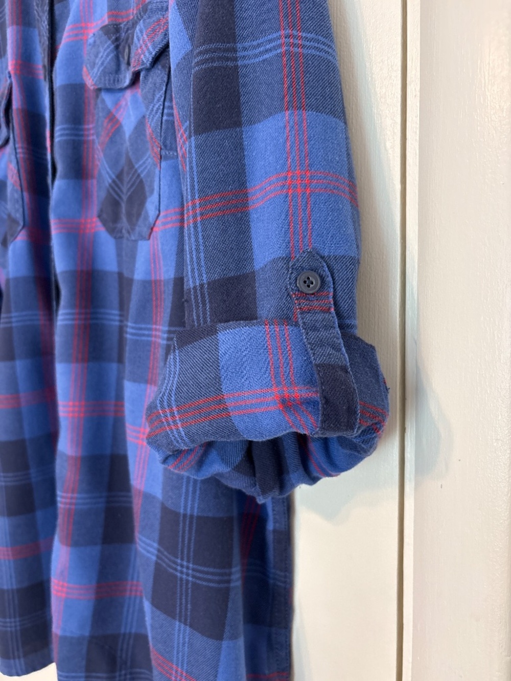 Duluth Trading Co 89801 Women's Blue Plaid Crosscut Wicking Flannel Shirt Top 2X - Picture 5 of 11